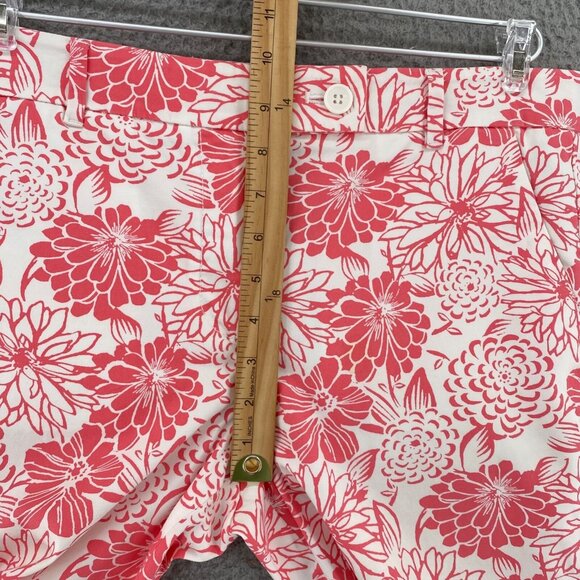Talbots Pants Womens 8 Petite Perfect Skimmer Coral Floral Stretch Cropped Capri - Picture 9 of 12